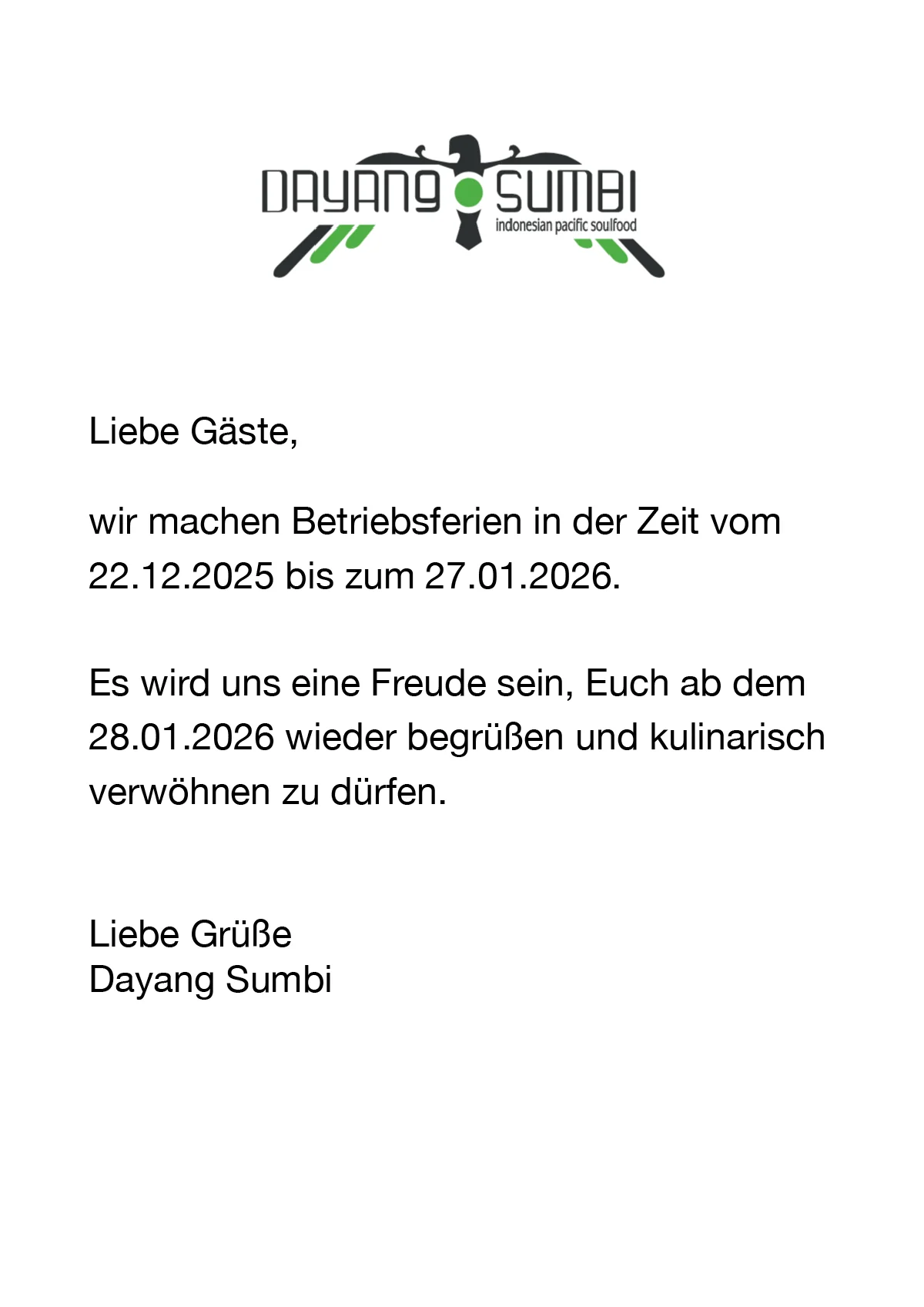 Betriebsferien 2025-26