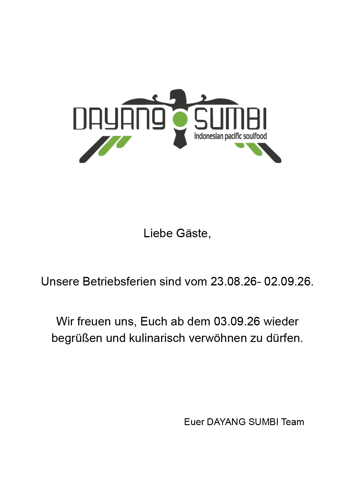 Betriebsferien Sommer 2026 Betriebsferien Sommer 2026